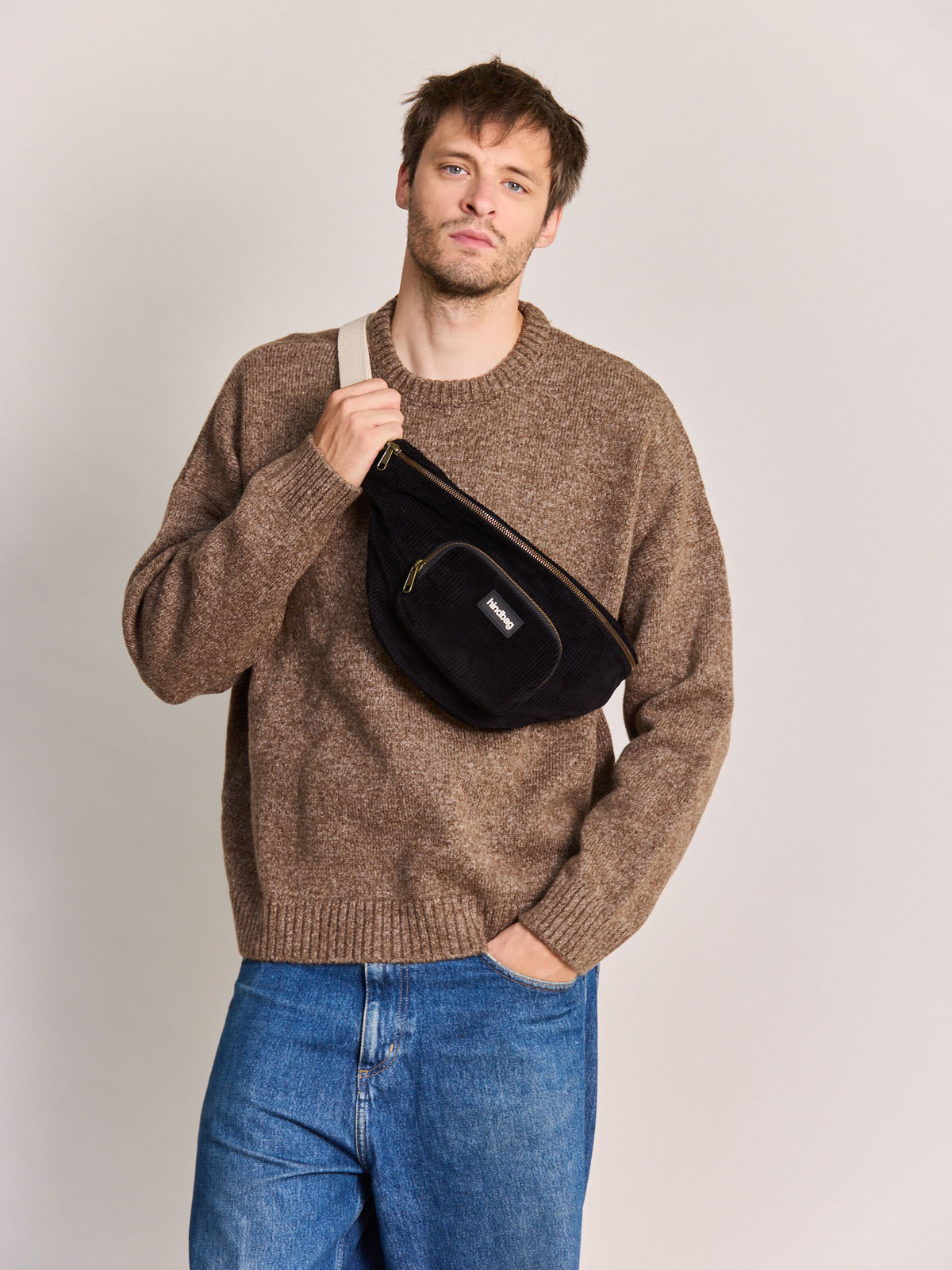 Sofia XL black velvet belt bag
