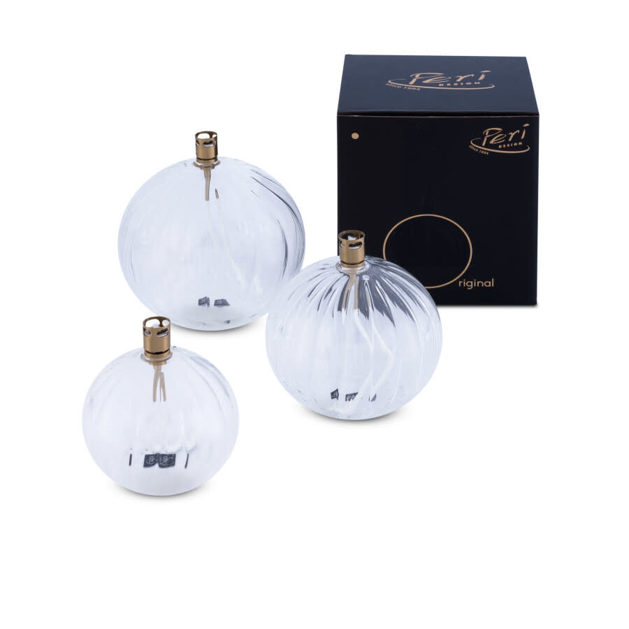Lampe à Huile Boule Striée - Laiton
