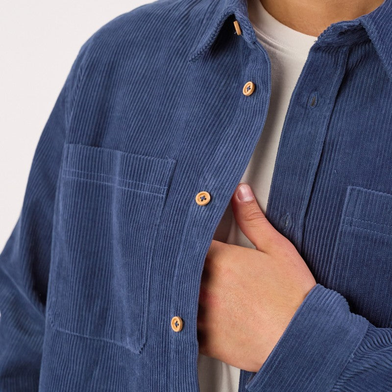 Overshirt van blauw corduroy