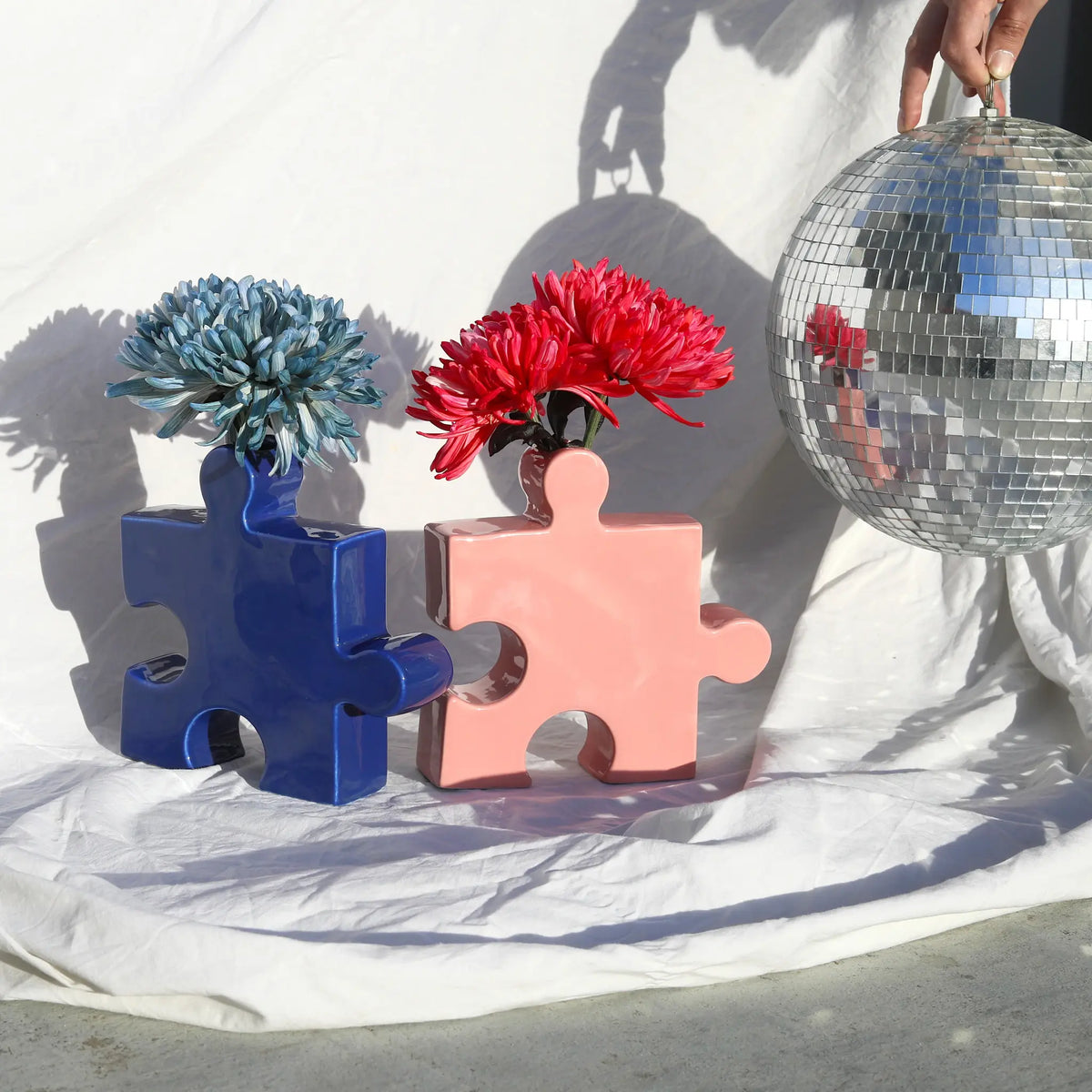 Vase - Puzzle Bleu en Céramique