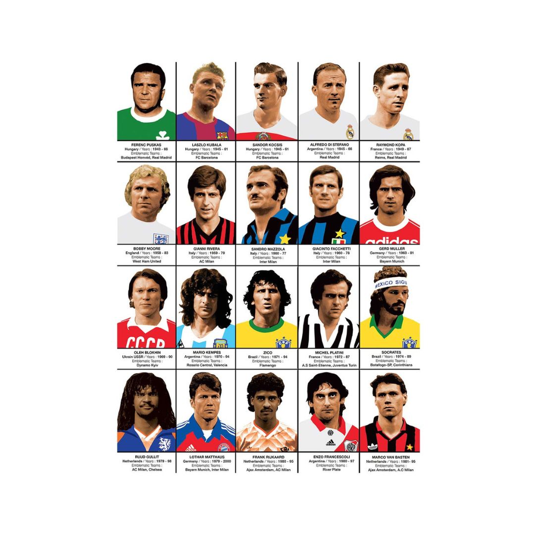 Affiche - Bourdereau - Les joueurs de foot légendaires